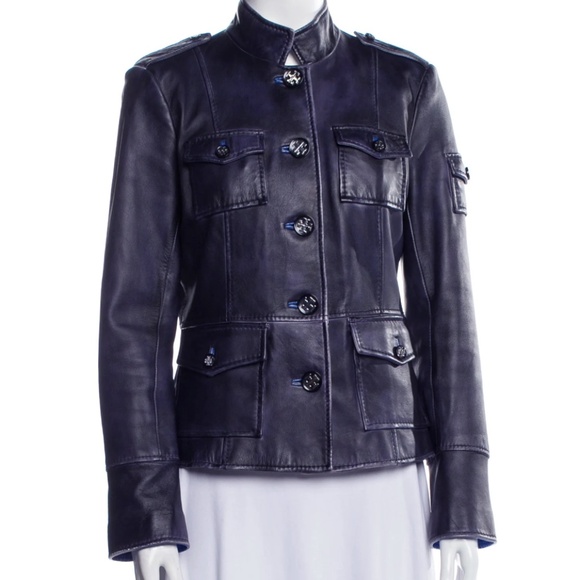 Tory Burch | Sgt Pepper Jacket in Indigo Leather, Sz 4-6 (tagged 6)… - Picture 4 of 9